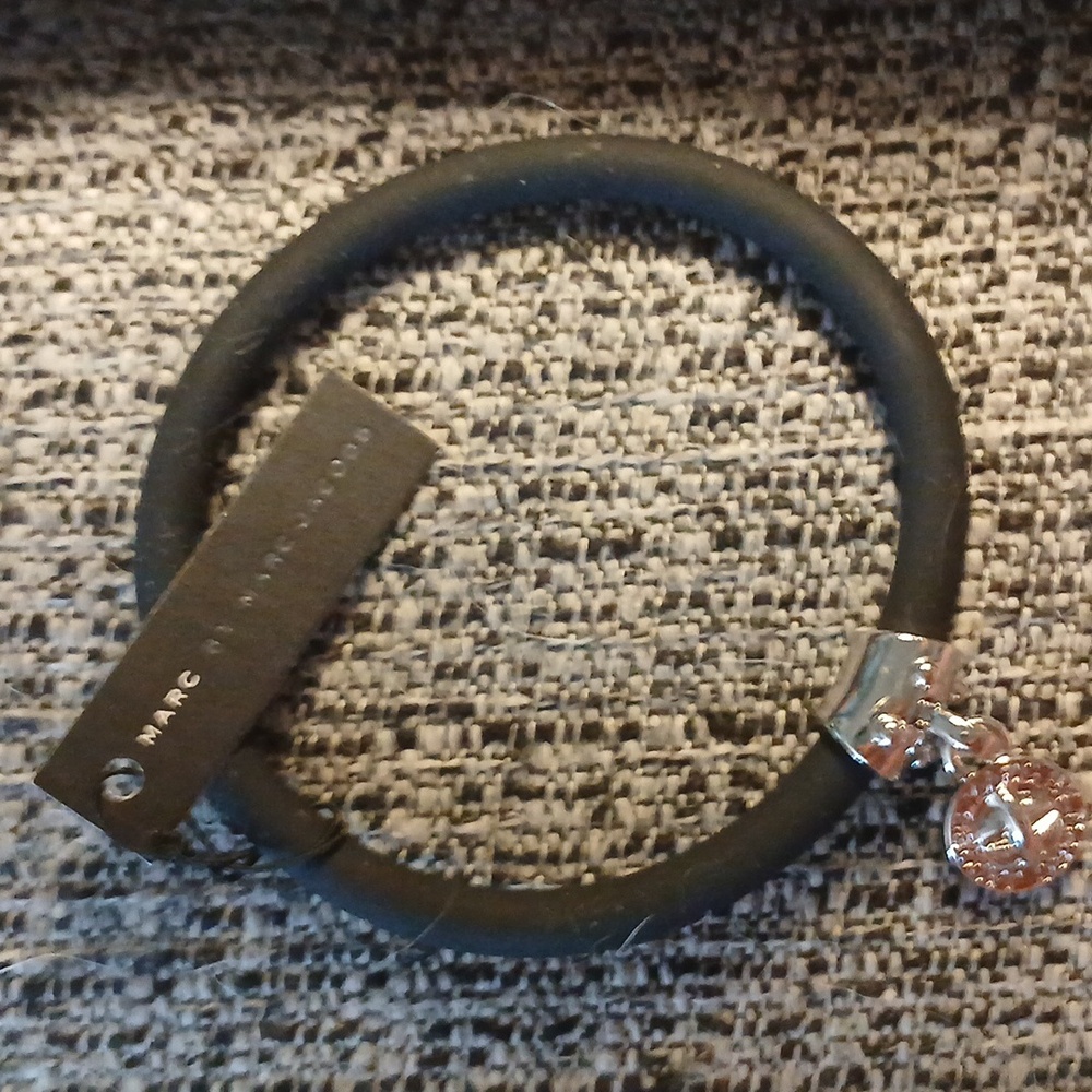 Marc Jacobs Black Bracelet with Silver  Charm